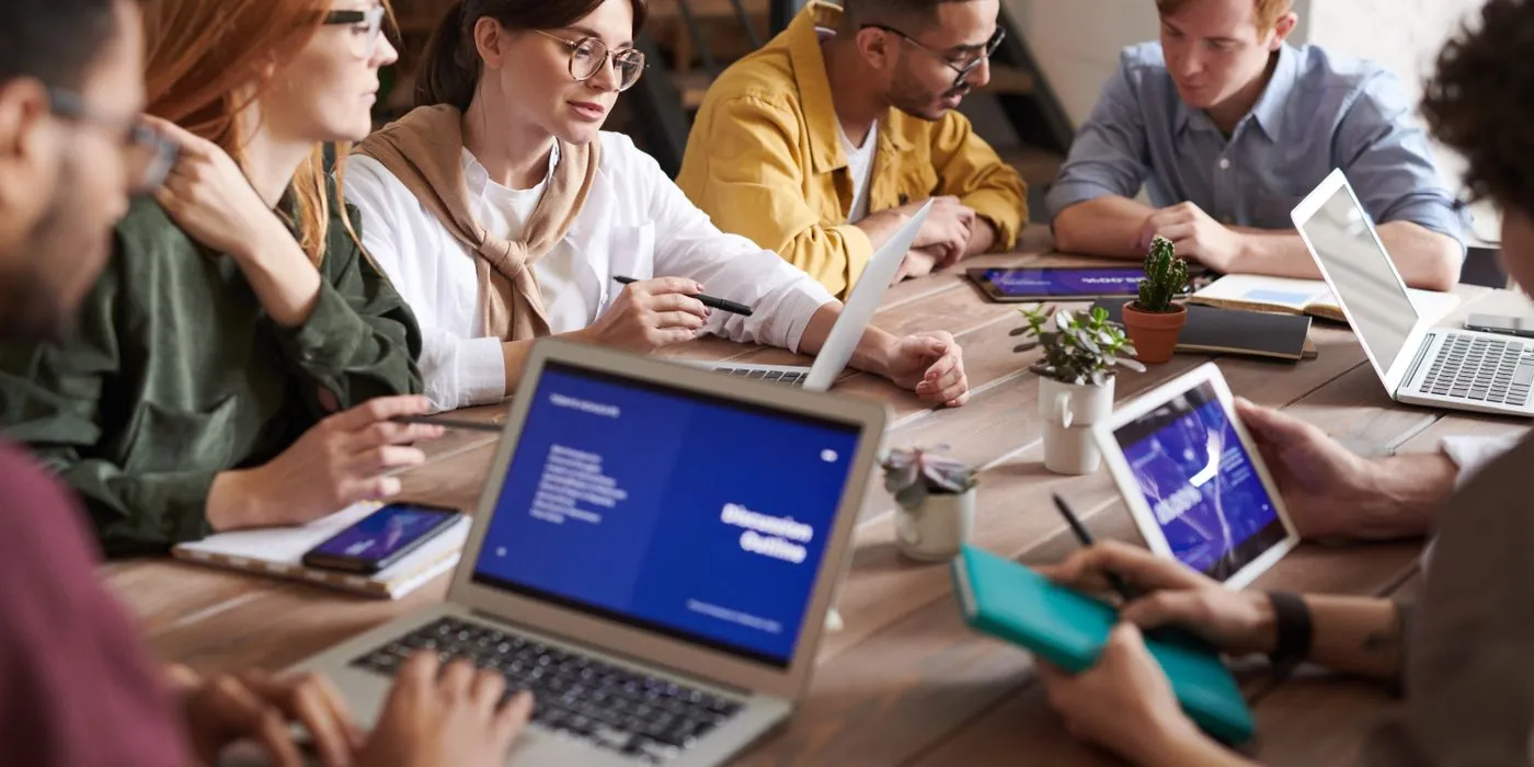 A team planning business growth strategy together